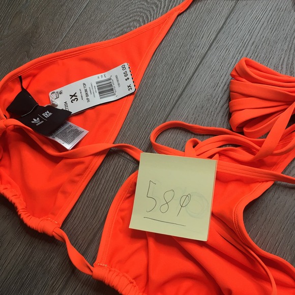 NWT Adidas Ivy Park IVP Strappy Triangle Bikini Top Swimwear Solar Orange 3X - Picture 2 of 7